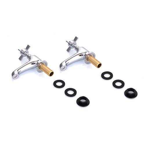 Traditional Pair of Bathroom Sink Taps Chrome Brass Victorian Basin Taps Pair - Picture 4 of 4