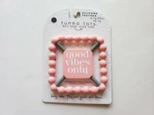 NEW Tunno Tots By Bella Good Vibes Only Pink Silicone Teether BPA PVC Free