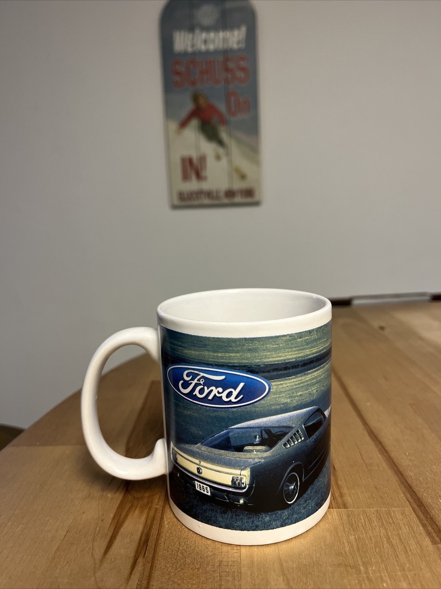 Authentic 1965 Ford Logo Mustang Fast Back Sports Car Ceramic Coffee Mug Cup