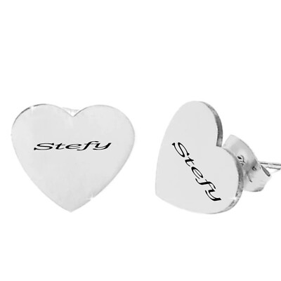 Orecchini forma cuore in acciaio personalizzabili con nome incisi