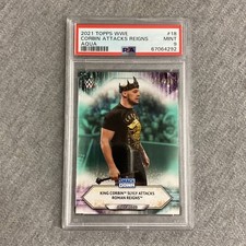 2021 Topps WWE King Corbin Attacks Reigns Aqua /299 PSA 9 MINT