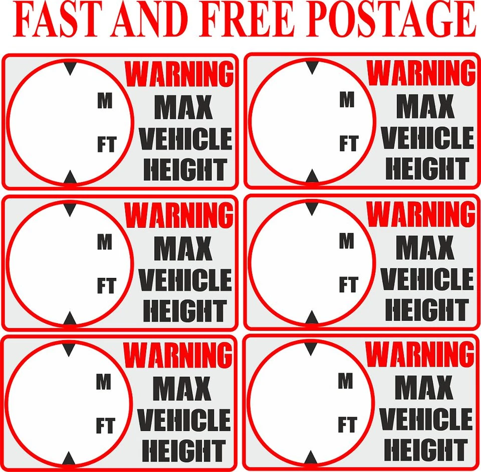 WATERSHED DESIGNS Vehicle Height Sticker Lorry Height Warning Decal Maximum Height Warning Sign