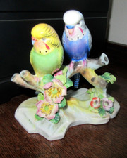 Royal Adderley Bone China Double Budgerigars Budgies Parakeet Birds England