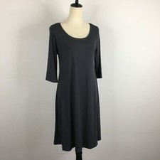EILEEN FISHER Womens sz Medium Dark Gray Short Sleeve Basic Jersey Dress