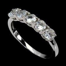 925 Sterling Silver Ring Round Aquamarine 4mm Gemstone Jewelry 5.5