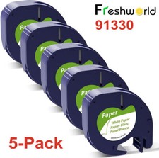 5PK DYMO LetraTag Tape Refills 91330 12mm Compatible for LT-100H White Paper