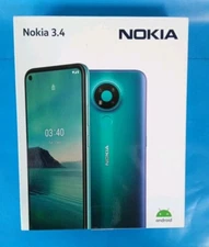 Nokia 3.4 Unlocked TA-1285 64GB 3GB 13MP 4000 mAh Android 10 Smartphone - Blue