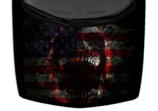 Dark Screaming Skull Emerging USA Flag Truck Hood Wrap Vinyl Car Graphic Decal
