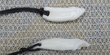 Original - Authentic Two Wolf Teeth Set . Super Amulet . Very Rare #1