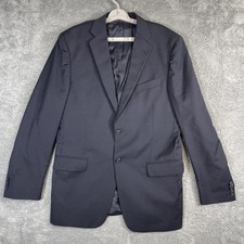 Joseph Abboud Blazer Men 40L Black 100% Wool Made in USA Fabric Italy Super 120s