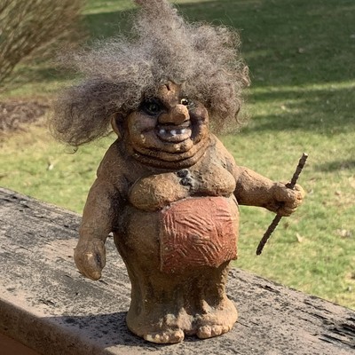 Vintage Nyform Troll Fat Smiling Woman #114 with Walking Stick