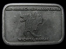 LC19126 VINTAGE 1976 MID-AMERICA ALL-INDIAN CENTER WICHITA, KS BELT BUCKLE