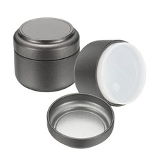2pcs Round Tin Can, 1.85inch Metal Empty Storage Container with Lid, Gray