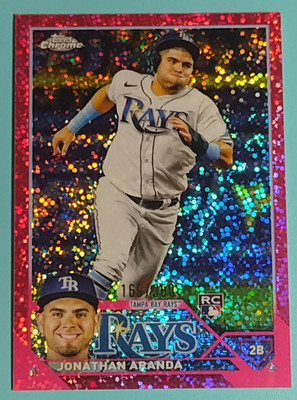 2023 Topps Chrome Jonathan Aranda ROOKIE Pink Speckle REFRACTOR SP #/350 RC