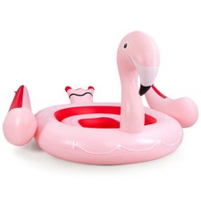 6 People Inflatable Flamingo Floating Island with 6 Cup Holders for Pool and Riv
