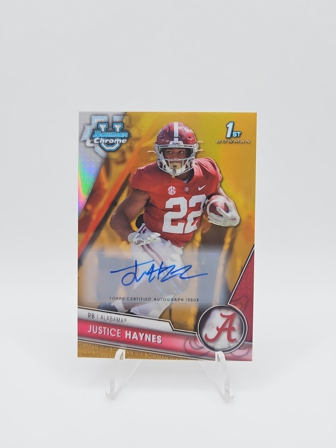 2023 Bowman U Chrome Justice Haynes Auto 1st Prospect Gold Refractor #/50