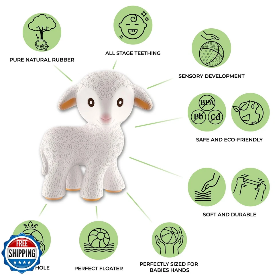 Juguete para dentición de goma natural pura CaaOcho - Mordedor Mia The Lamb para bebé Foto 2 de 4