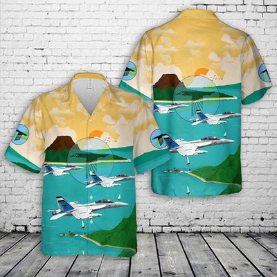 Us Navy Electronic Attack Squadron 135 Vaq-135 'Black Ravens' Hawaiian Shirt
