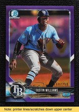 2018 Bowman Chrome Prospects Purple Refractor 168/250 Justin Williams READ jw9