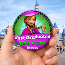 Graduation Trip 3” Button | Anna from Frozen | Disneyland Keepsake Pin Back