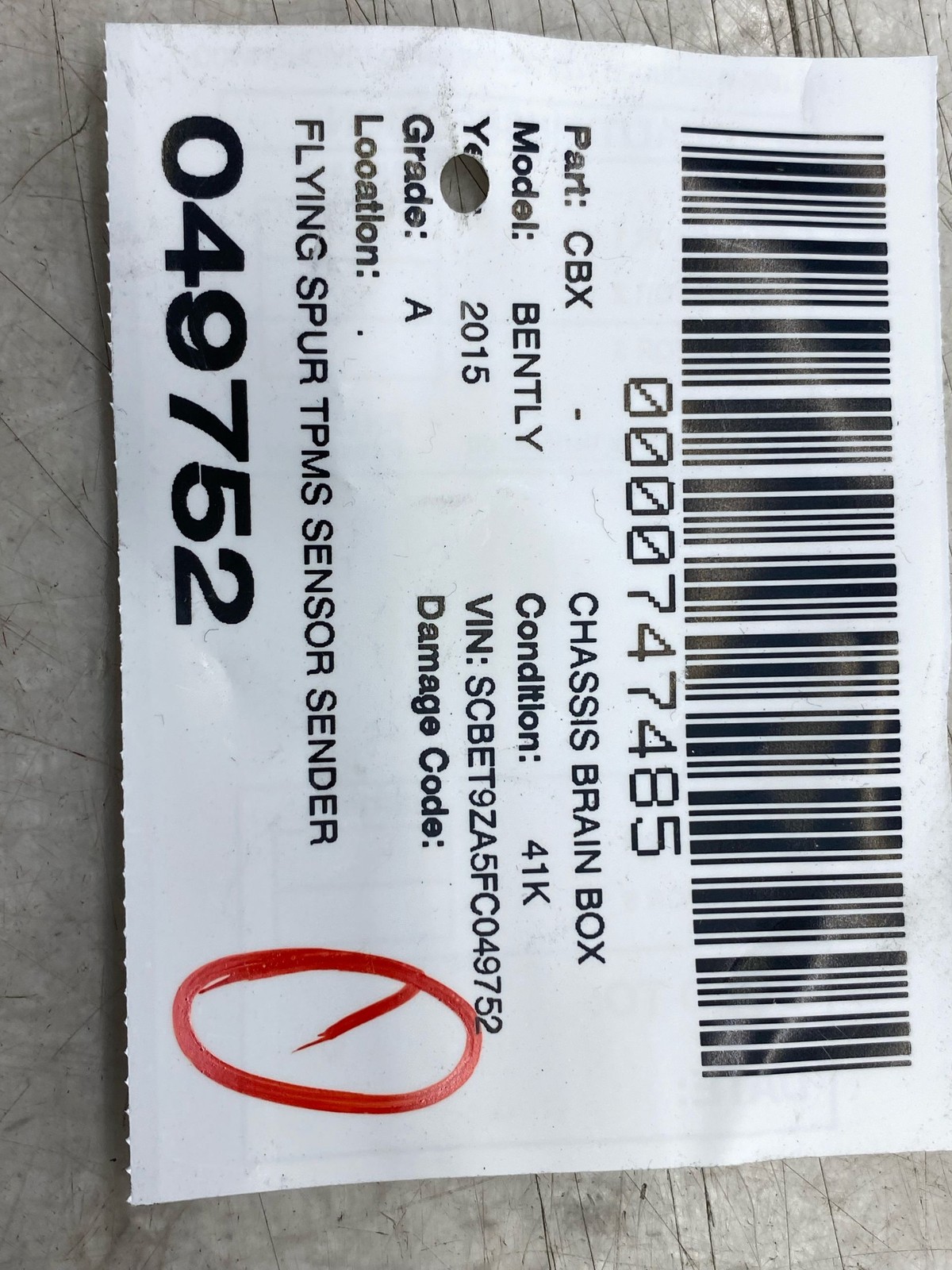 Bentley Flying Spur 2013-2018 Tpms sensor