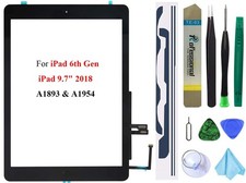 Dedia Black Touch Screen Replacement Digitizer Glass Assembly for iPad 6 6th ...