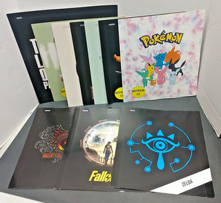 Lot of 10 Video Game Store Display T Shirt Posters Pokemon Zelda Mario