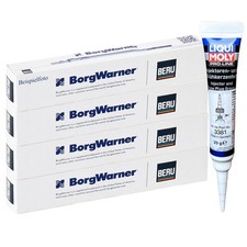 4x BorgWarner (BERU) Glühkerzen + LIQUI MOLY Fett für ALMERA I AVENIR CABSTAR