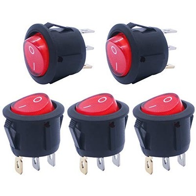 5pcs Snap-in AC110/120V Lighted Round Rocker Switch Illuminated Boat red