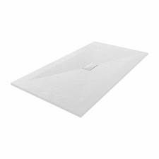 SMC White Shower Tray for Shower Enclosure Slate Stone Effect with Waste