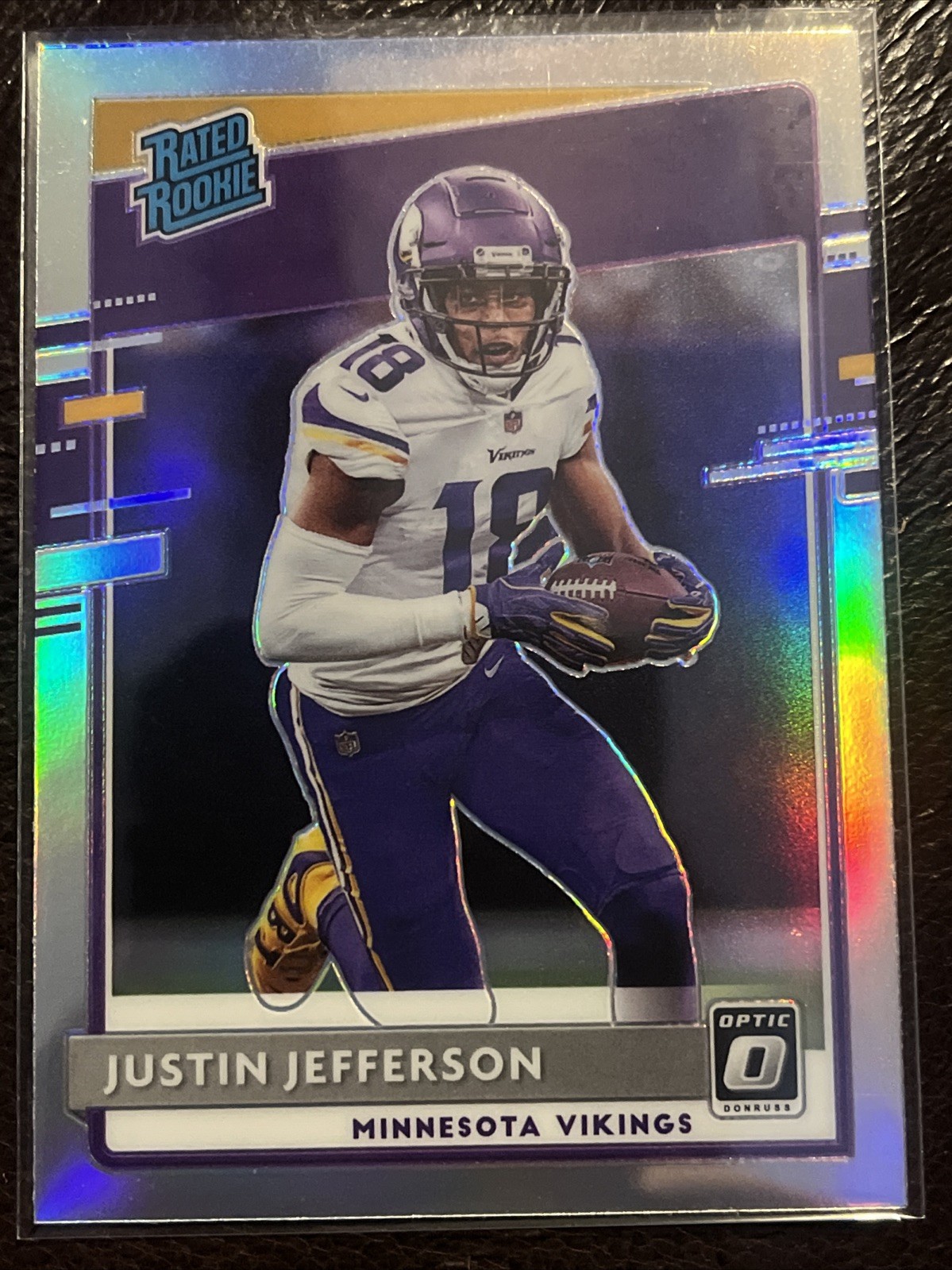 2020 Panini Donruss Optic Justin Jefferson Holo Prizm Rated Rookie #163 Vikings