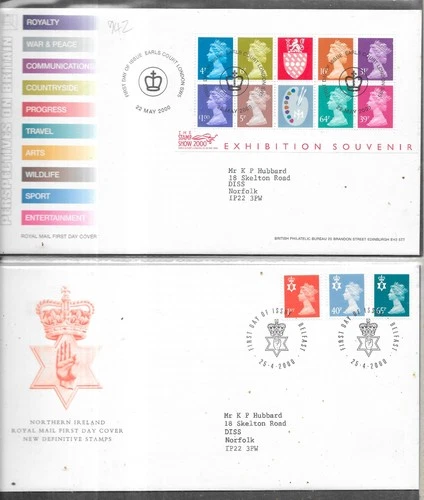 GB QEII FDC x 2. Definitive Stamps   Hand Cancel (942)