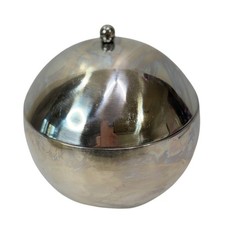 Vintage Mid Century Modern Chrome Sphere Ice Bucket Ball Sugar Bowl Silver 6in