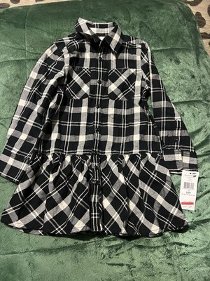 Polo Ralph Lauren Plaid Shirt Dress Toddler Girls 3/3T Black/white NWT
