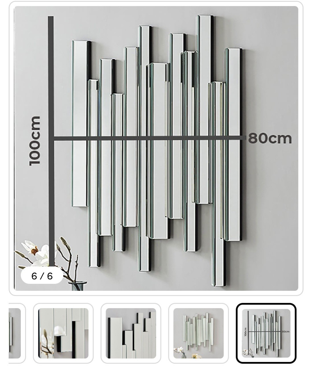 Crystalline 3D MEDIUM cascading silver mirror.