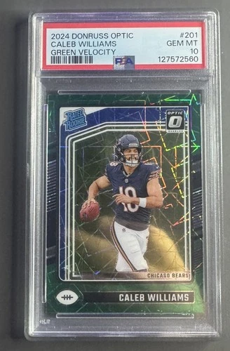 2024 PANINI DONRUSS OPTIC GREEN VELOCITY #201 CALEB WILLIAMS ROOKIE RC PSA 10