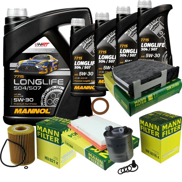 Inspektionspaket 9L Mannol Longlife 5W-30 FüR Mercedes X204 320 CDI 350 W204-image