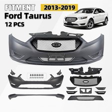 Front Bumper Cover Grille Assembly Kit For 2013-2019 Ford Taurus Sho Black Grill