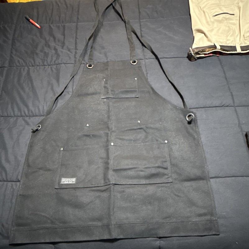 Hudson Durable Goods Black Polycotton Apron with Pockets, Size L