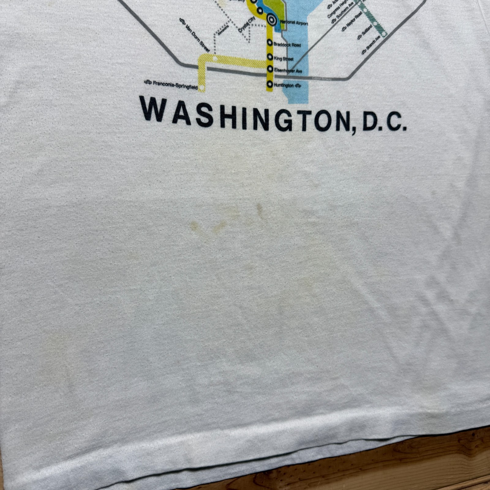Vintage 80s Washington DC Metro Subway Map Graphic Souvenir T-Shirt USA - Medium