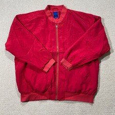Vintage Silk Bomber Jacket Mens XL Red Featherweight Rave Party Grunge