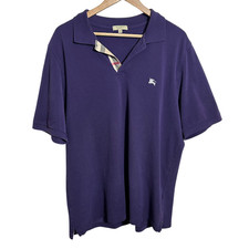 Burberry London Mens Polo Shirt XL Purple Short Sleeve Collar 100 Cotton Logo
