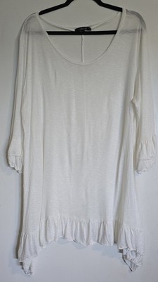Alisa M Cream Tunic  With Long Bell Sleeves And A Scoop Neckline Size 3X