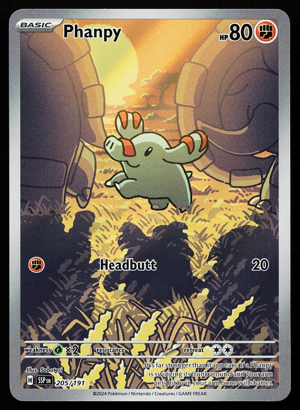 Phanpy 205/191 Holo Illustration Rare Surging Sparks Pokemon Card