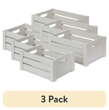  3 pack Gray Wood  Wire Storage Basket Set W/ Handles Set of 2