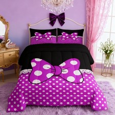 Homewish Cute Bowknot Kids Comforter Set Twin Size,Castle Fairy Princess Dreamy