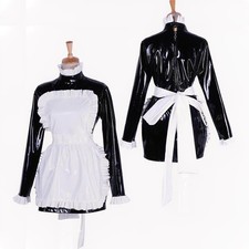 French Maid Girl Lockable Black PVC Unisex Dress cosplay costumes Tailor-made