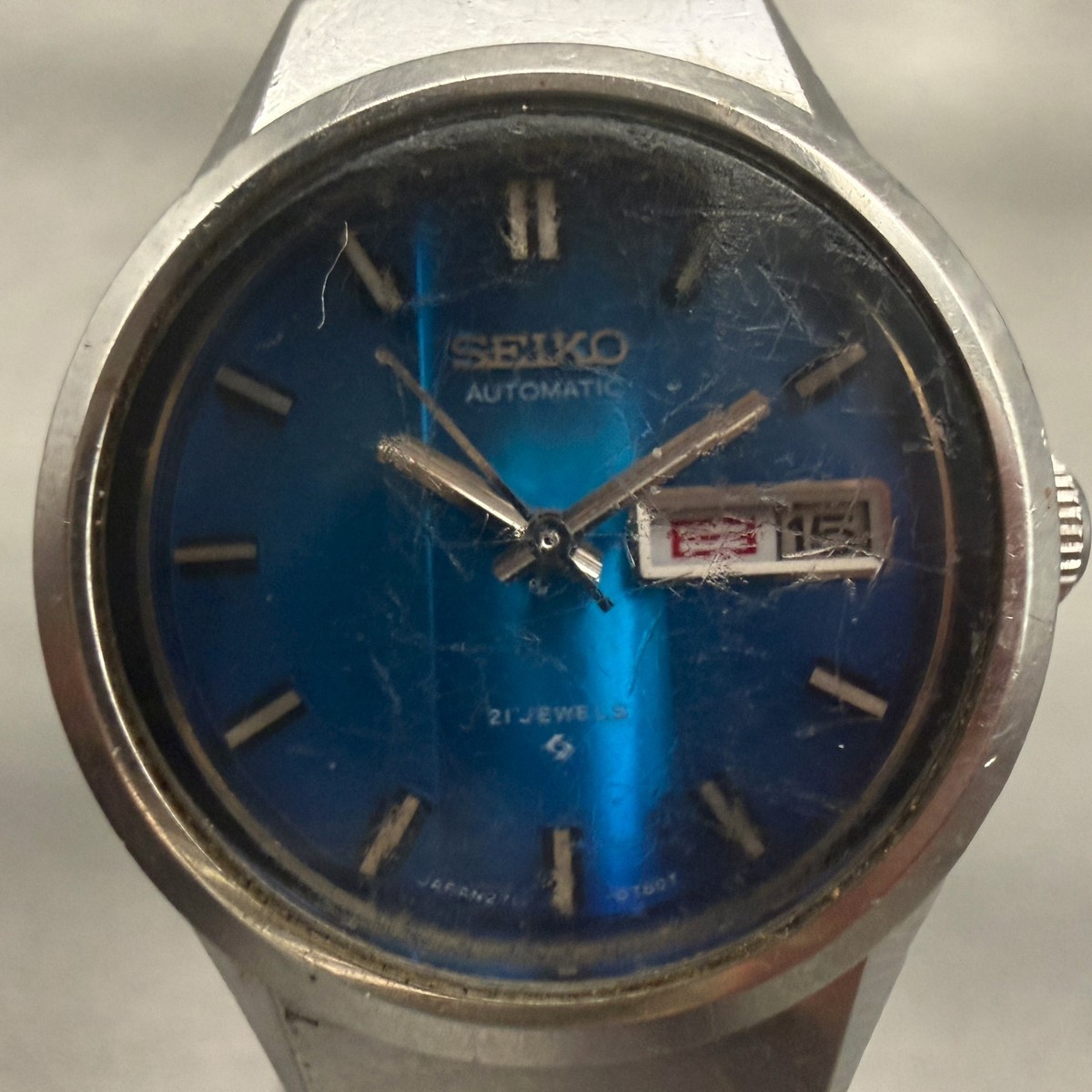 Seiko Watch Women 24mm Blue Dial Silver Tone Daydate Round 2706 