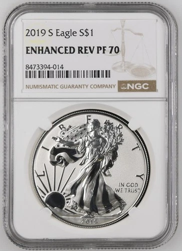 2019 S American 1 Oz Silver Eagle Enhanced Reverse Proof Coin NGC PF70 KEY DATE