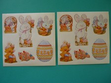 Vintage 80's EASTER Stickers 2 Complete Sheets Bunny Chick Eggs-Amscan